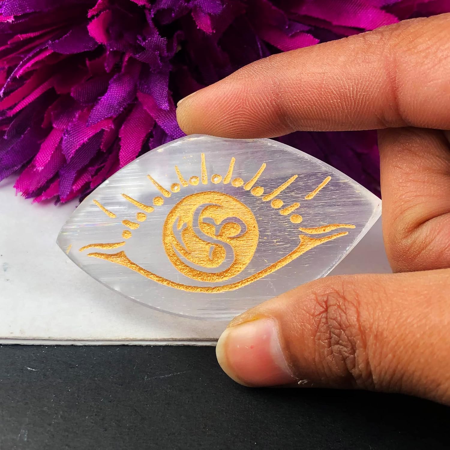 Selenite Eye Healing Plate Clear White 33x60x5 mm
