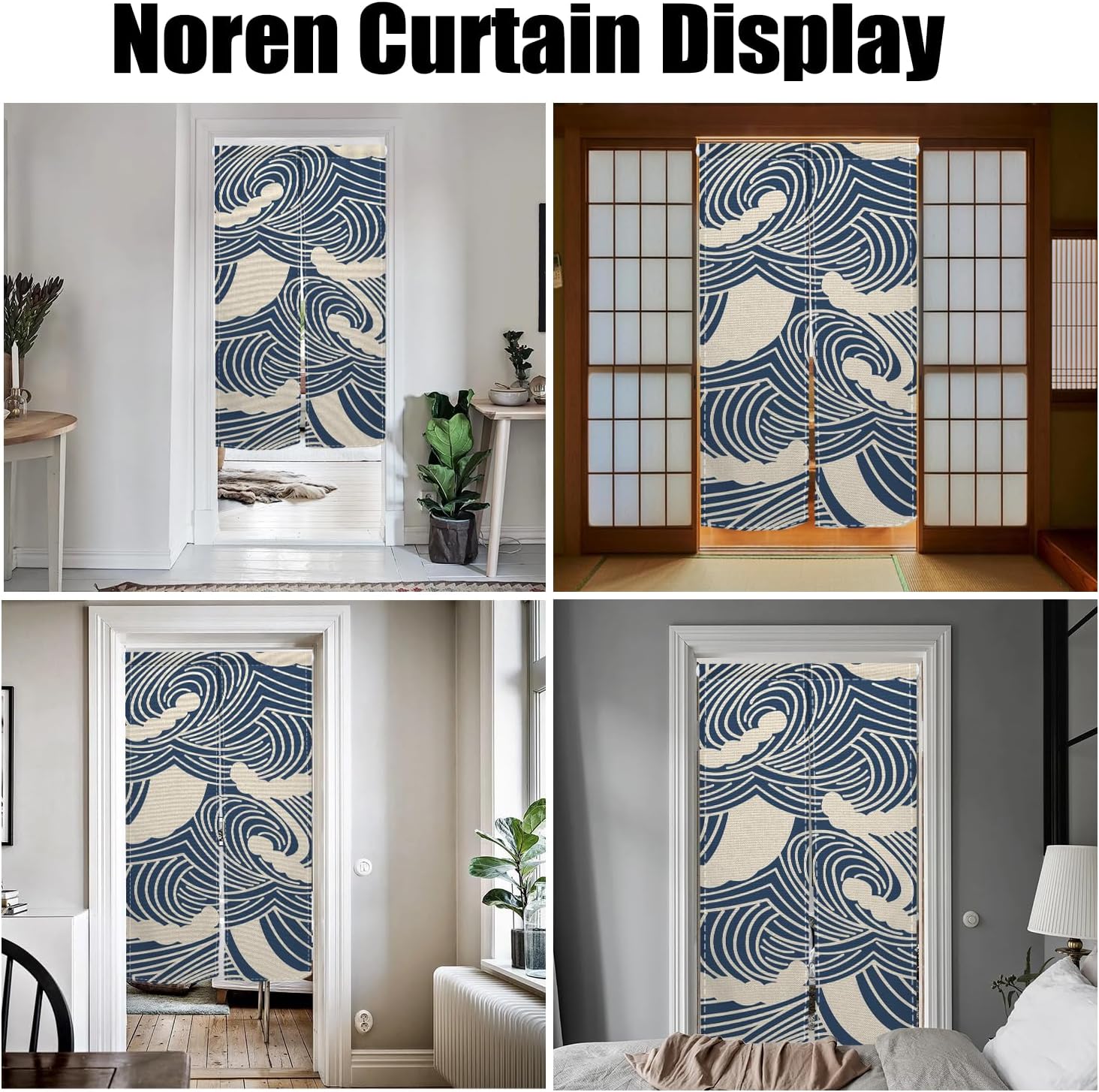 Japanese Noren Door Curtain Panel 34x48 Inches