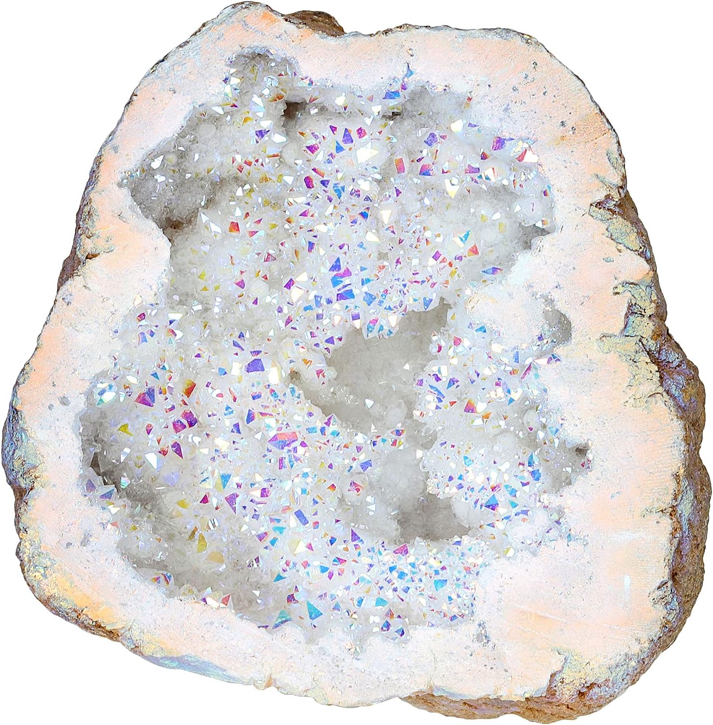 Rockcloud White AB Crystal Geode for Home Office Decoration