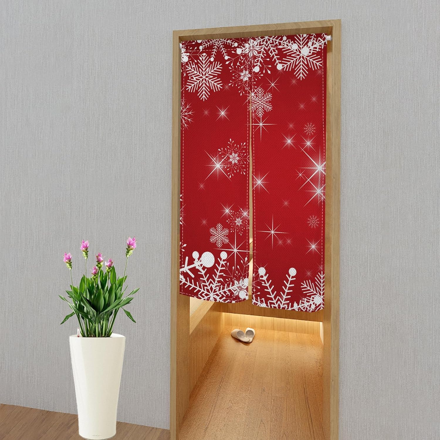 ChloropLastid Japanese Noren Door Curtain Red Christmas 34x60
