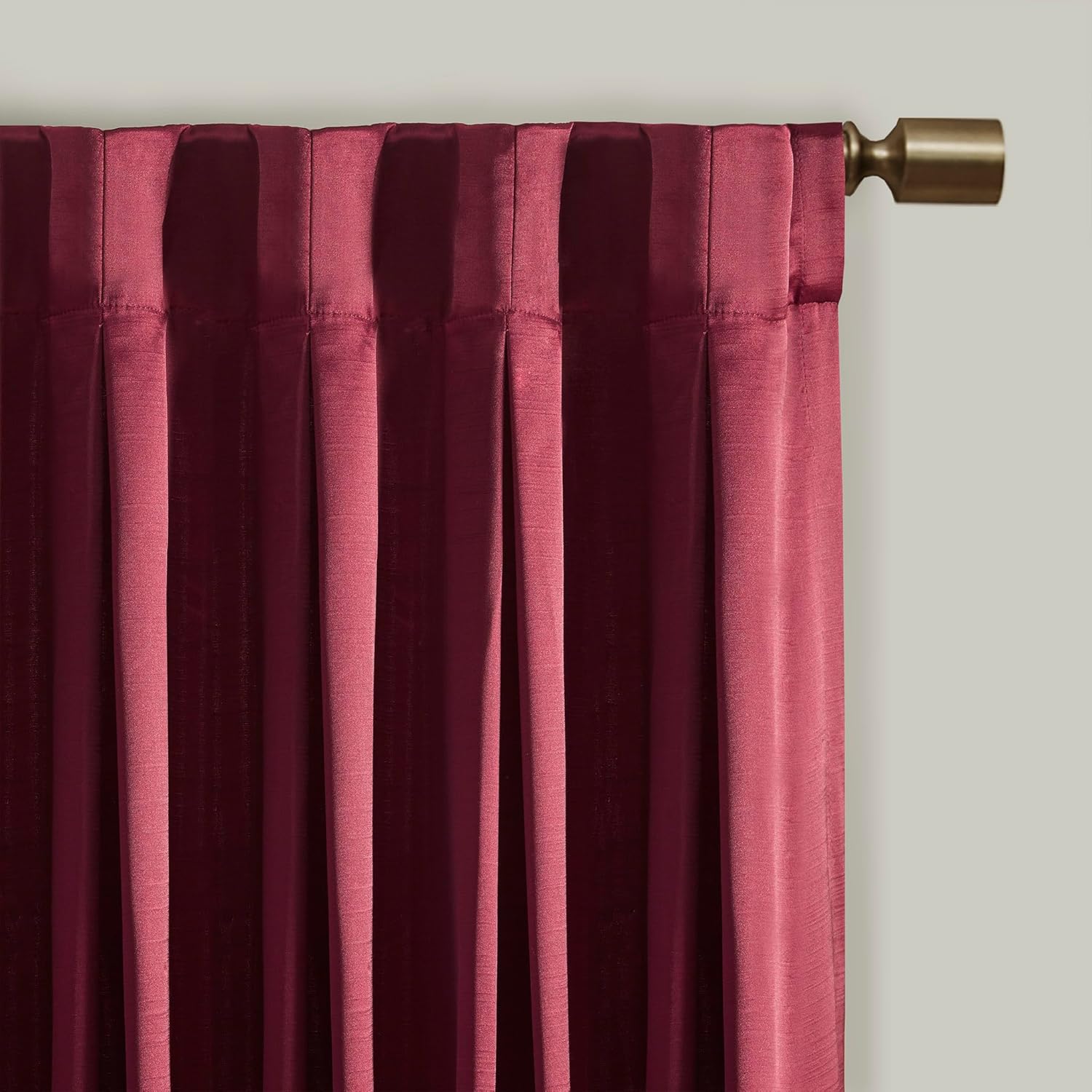Elegant Burgundy Pleat Curtain Panel with Tieback