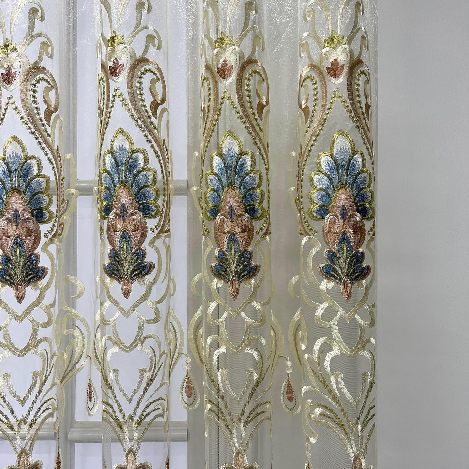 European Sheer Curtains 2 Panels W66 X L96 Inch