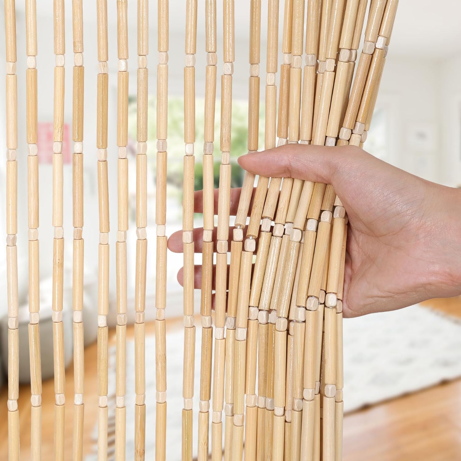 BECHAEO Bamboo Beaded Curtain for Doorway 355 x 75 Inches