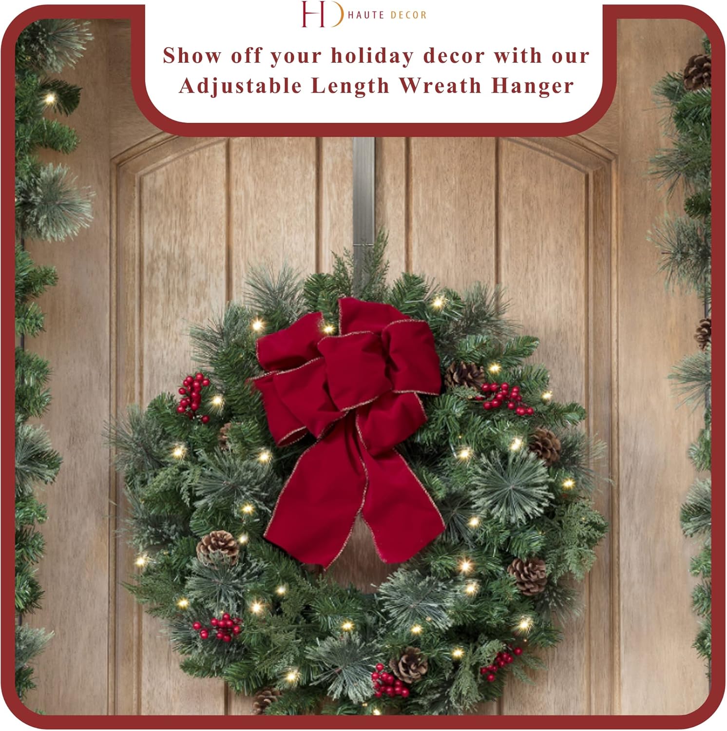 Haute Decor Adjustable Wreath Hanger 2-Pack Brushed Nickel