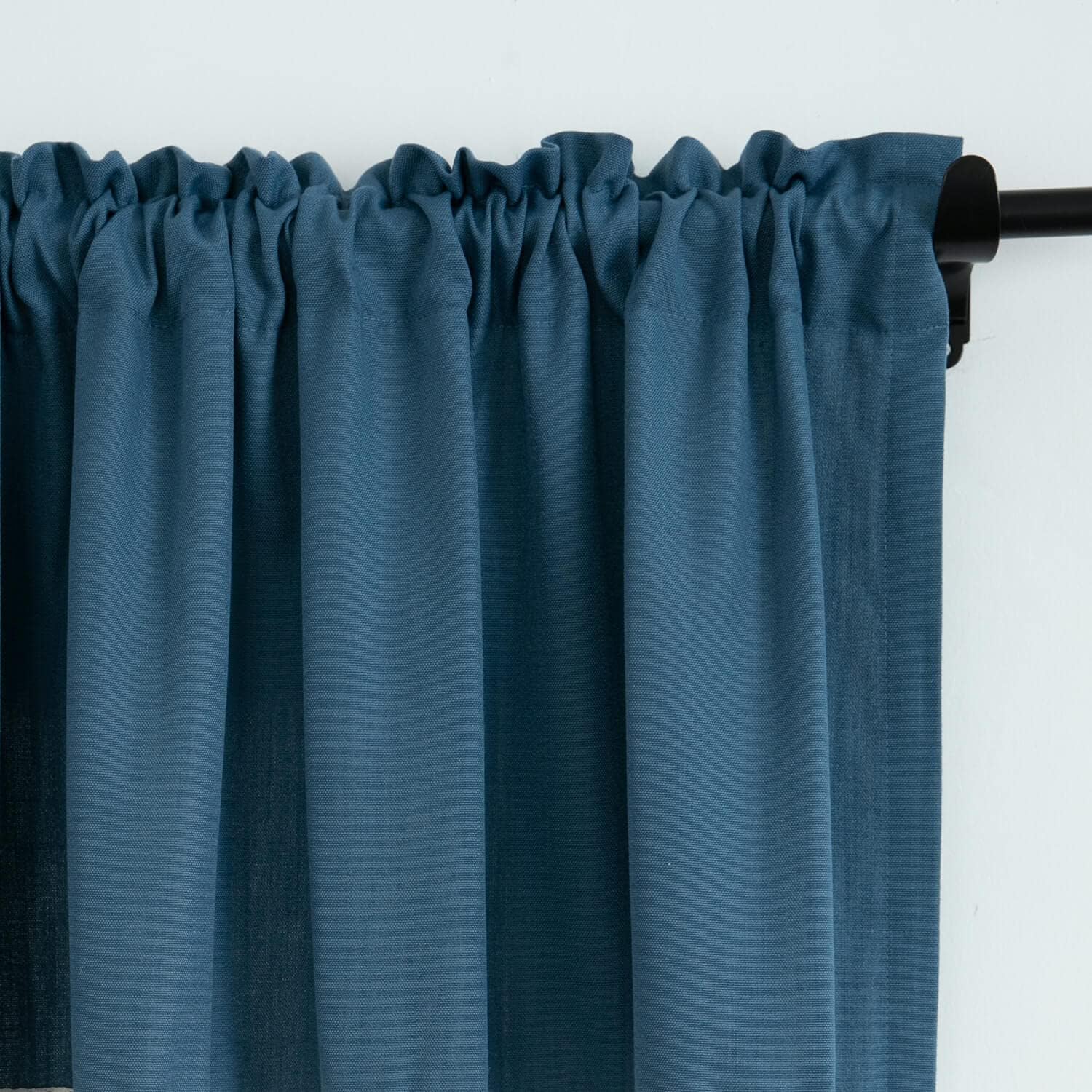 VOGOL Linen Textured Curtains with Leaves Print and Lace Border