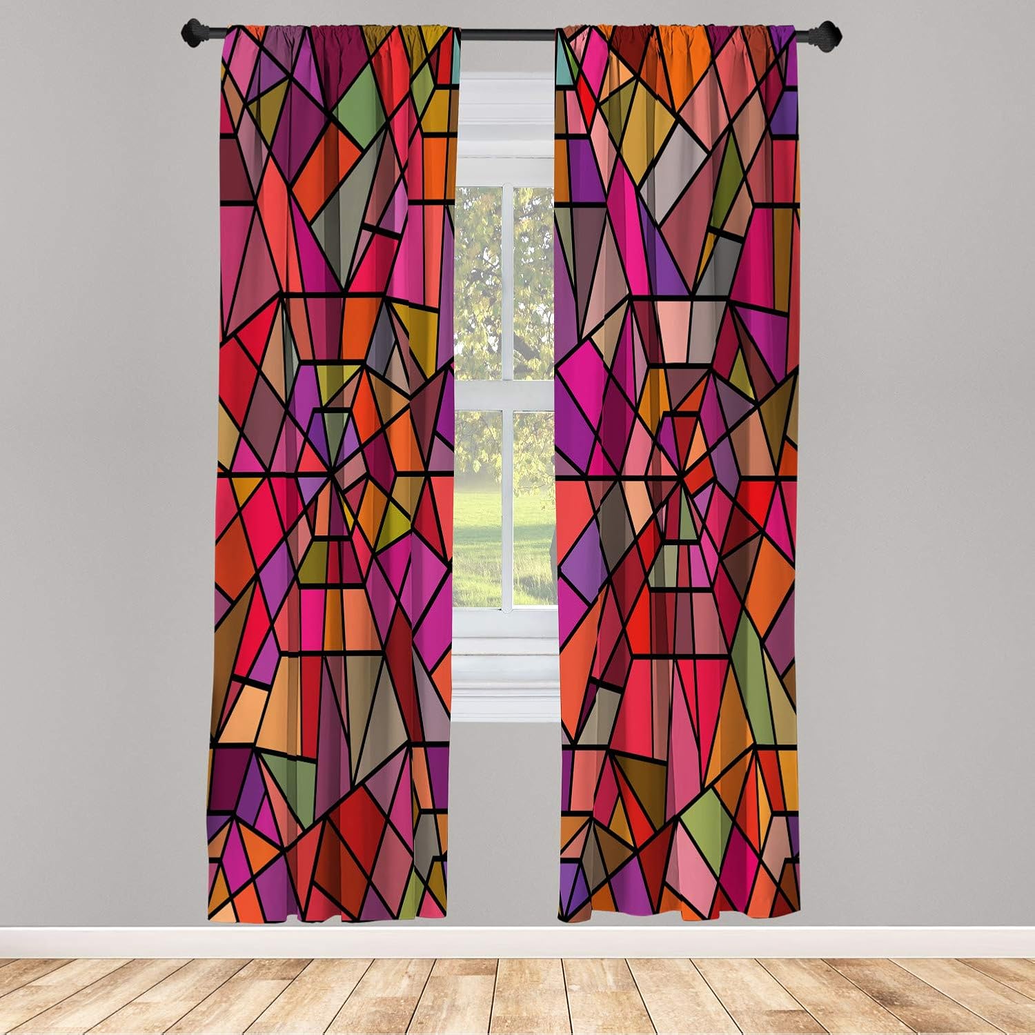Ambesonne Abstract Window Curtains Red Ruby 28x95 2 Panel Set