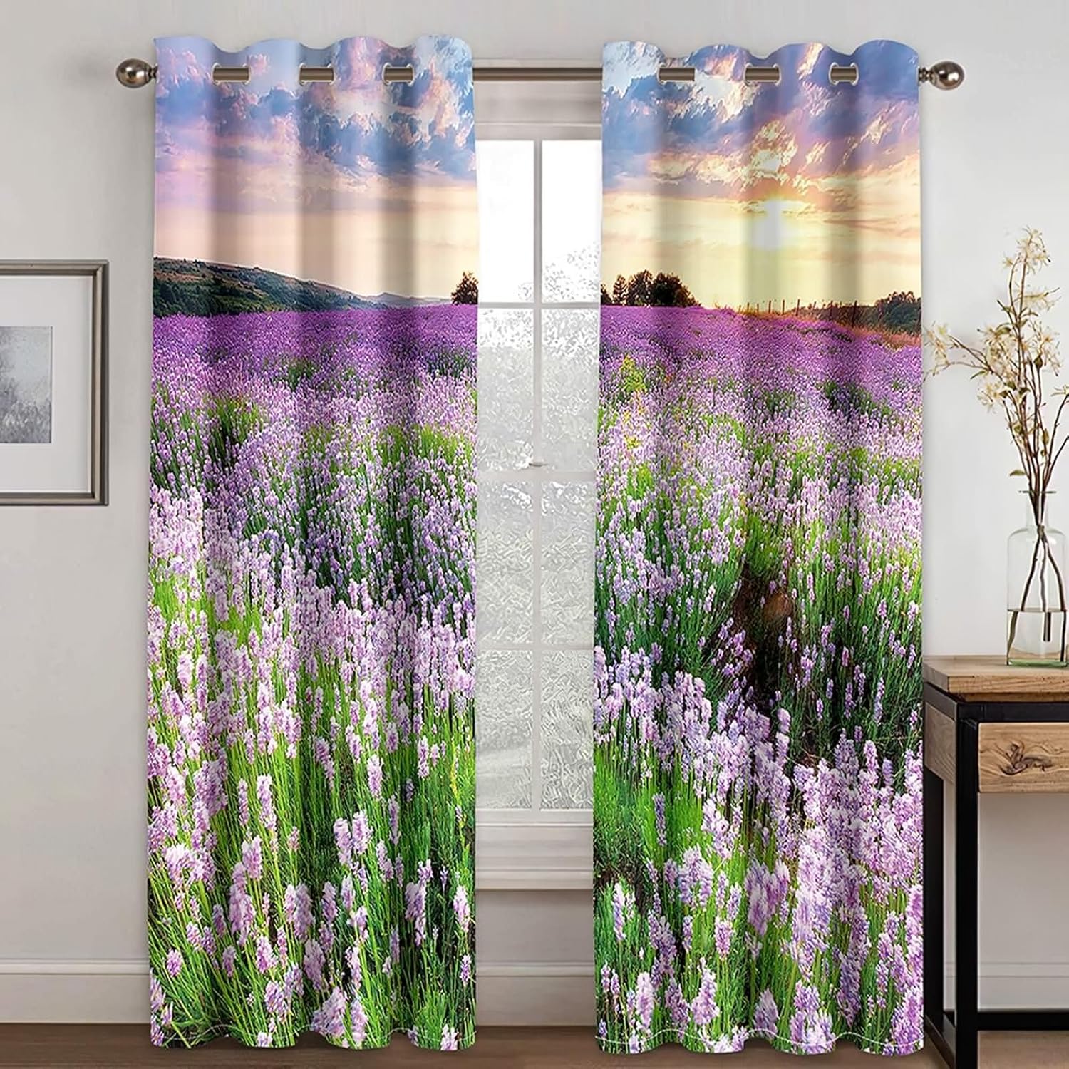 Homxi Blackout Curtains 2 Panels Set Grommet Flowers