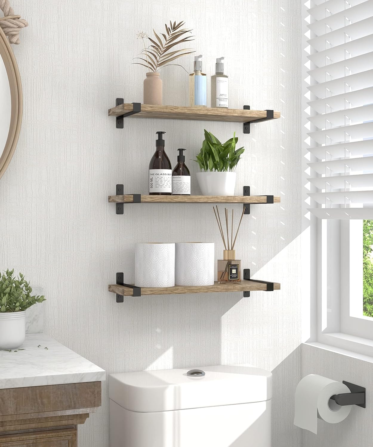 Sapowerntus Wood Floating Shelves Set of 3