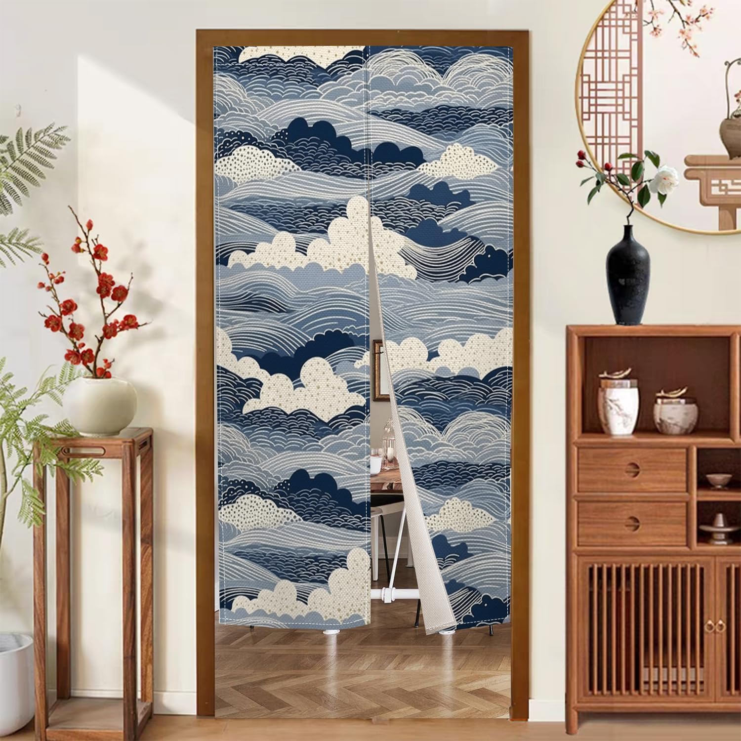Japanese Noren Door Curtain Wave Pattern Decor 34x60