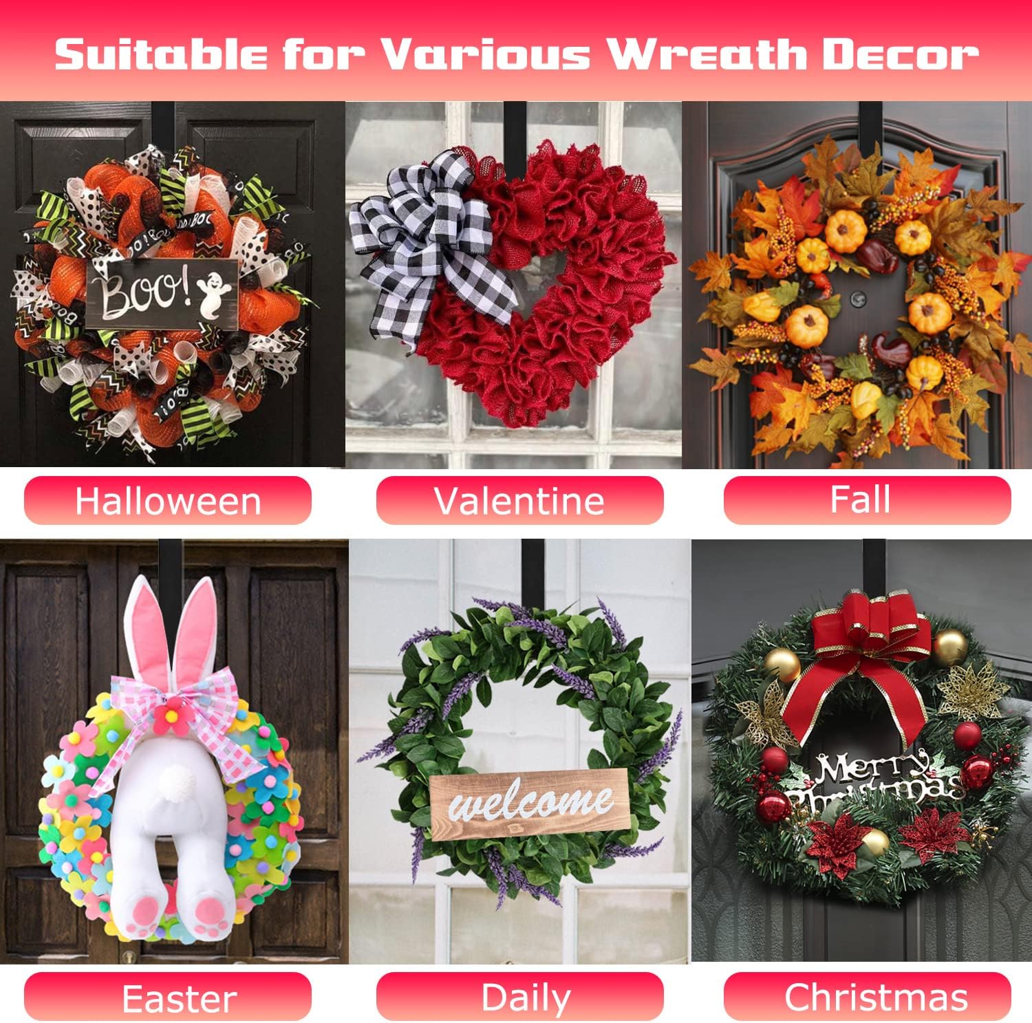 Komotu 12 Inch Wreath Hanger for Front Door