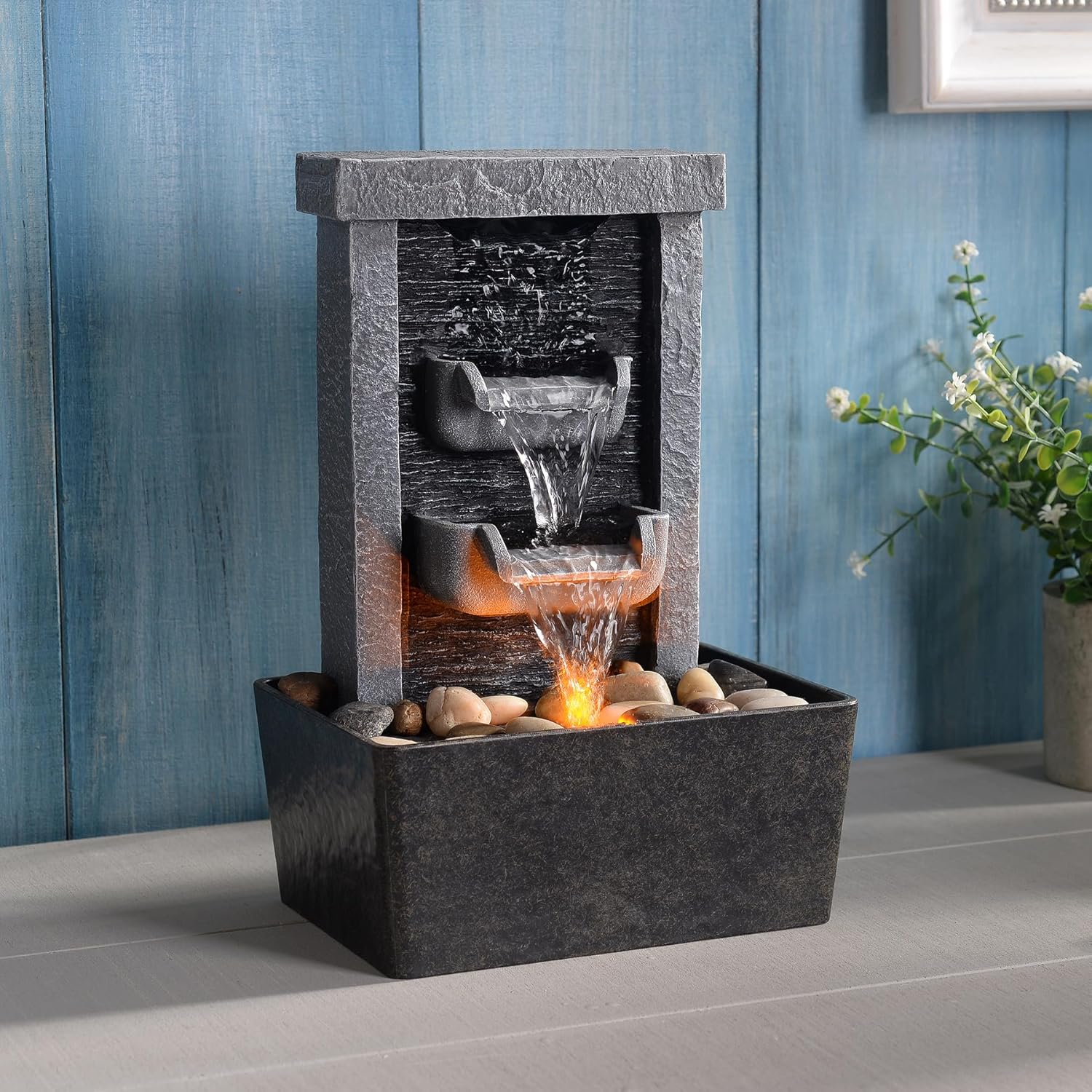 GOSSI Indoor Waterfall Fountain with LED Lighting