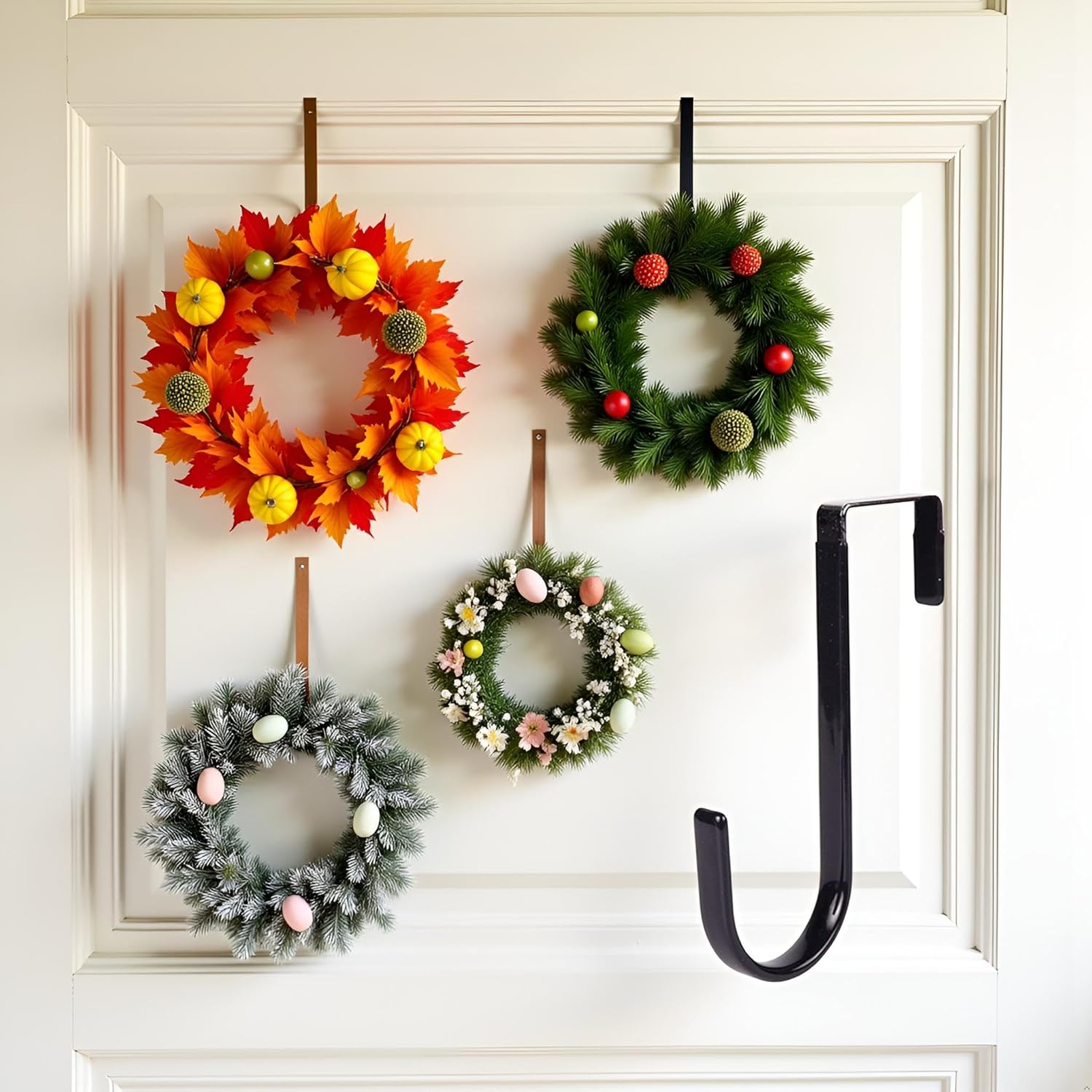 Black Wreath Hanger - Heavy Duty Seasonal Decor Hook