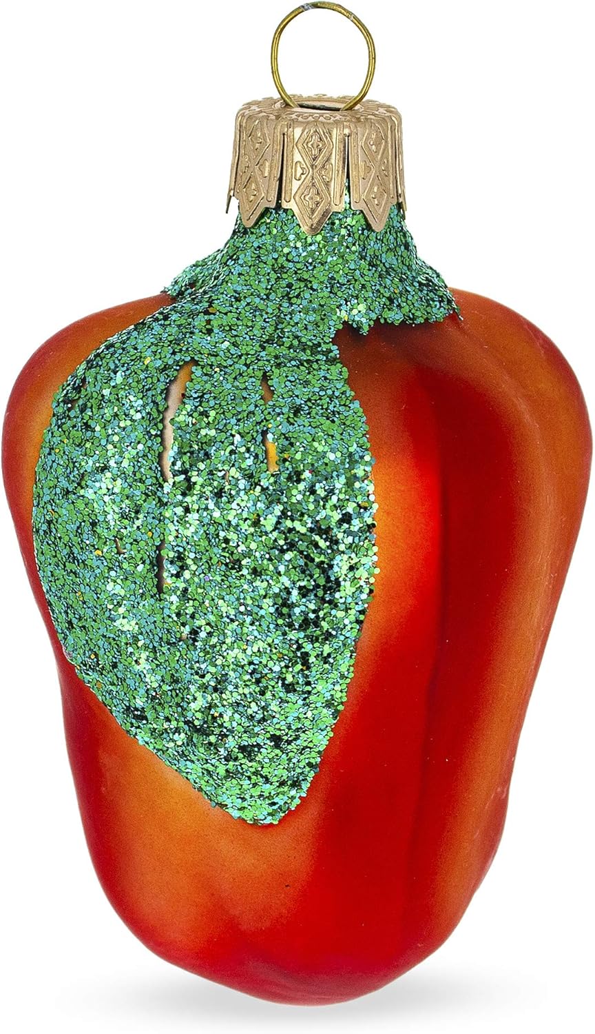 Glittered Red Pepper Christmas Ornament