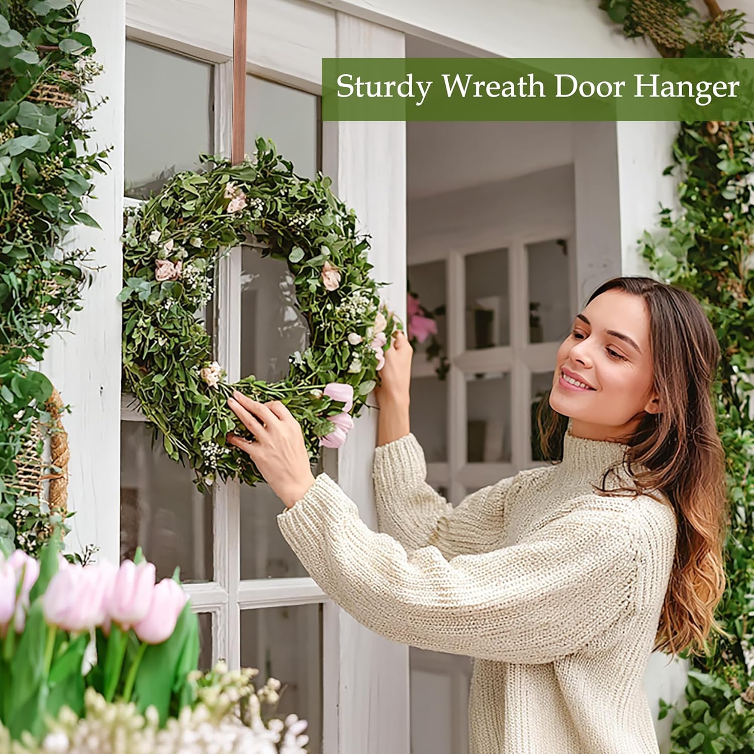 Nirohee 12 Inch Bronze Wreath Hanger Hook for Front Door