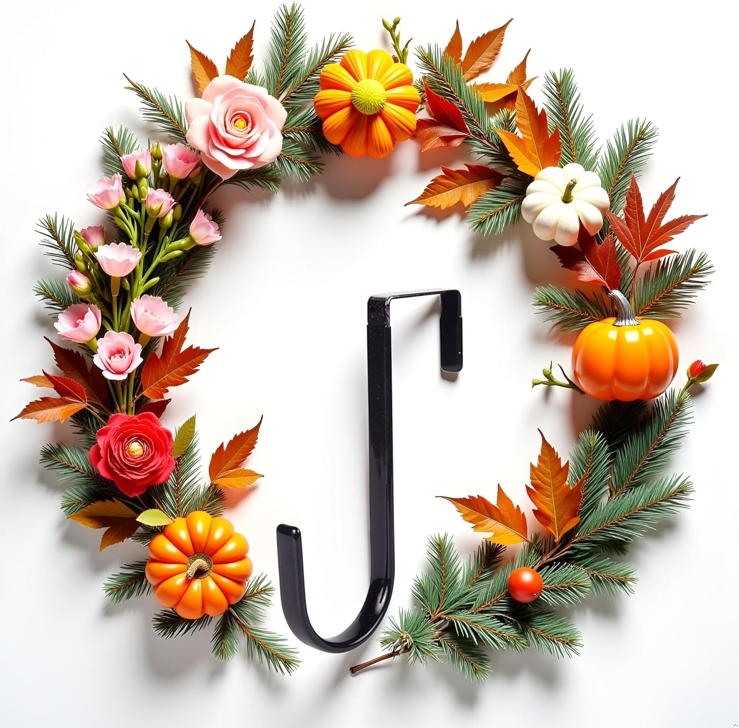 Black Wreath Hanger - Heavy Duty Seasonal Decor Hook