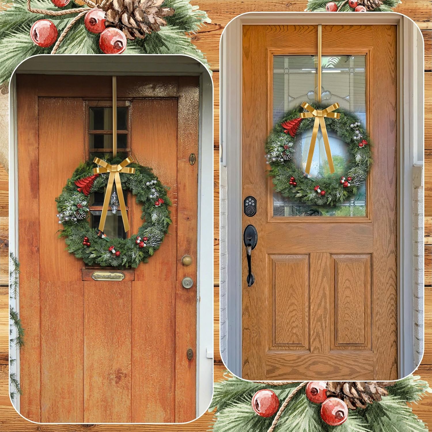 2 Pack Gold Metal Bow Wreath Hangers