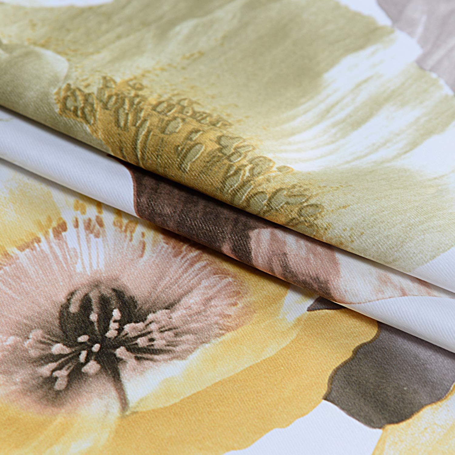 Melodieux Floral Curtains 2 Panels Yellow 63 Inch Length