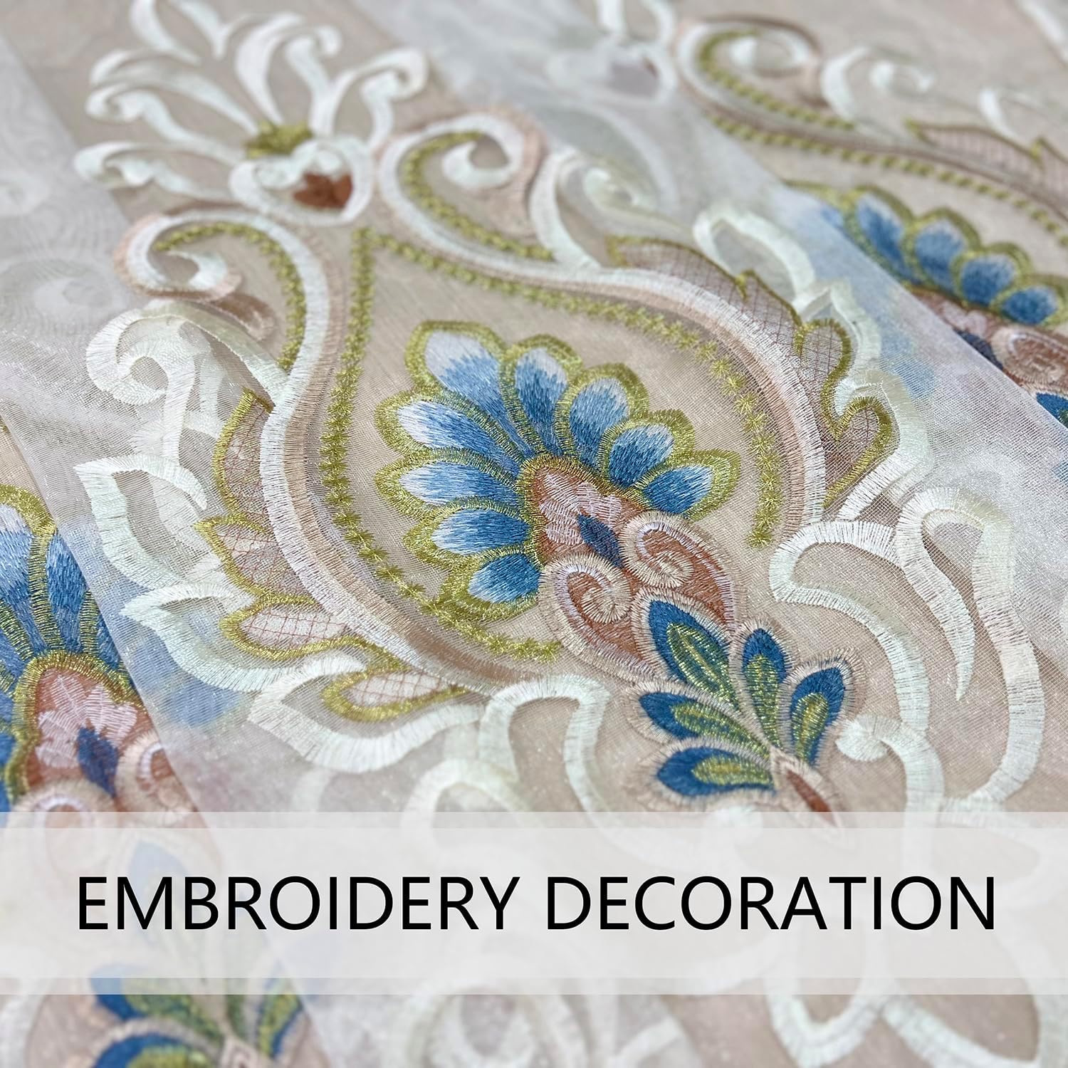 European Sheer Curtains 2 Panels W66 X L96 Inch