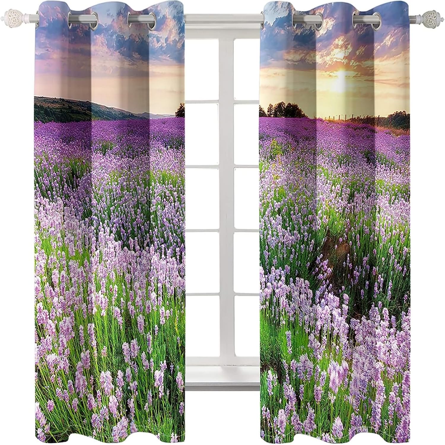 Homxi Blackout Curtains 2 Panels Set Grommet Flowers