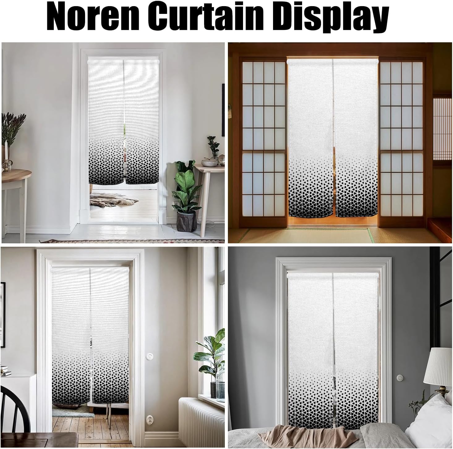 Japanese Noren Door Curtain with Abstract Geometric Patterns