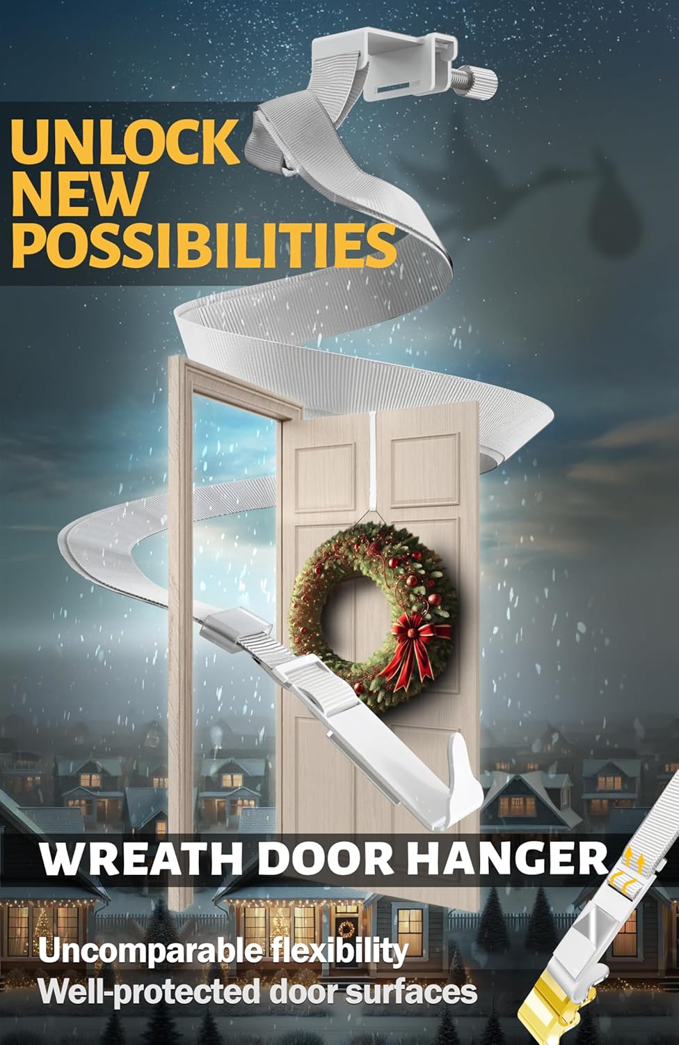 Menz Adjustable Wreath Door Hanger - White