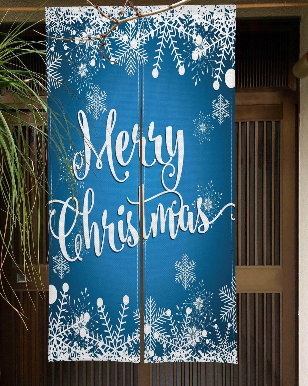 ChloropLastid Blue Snowflake Noren Door Curtain