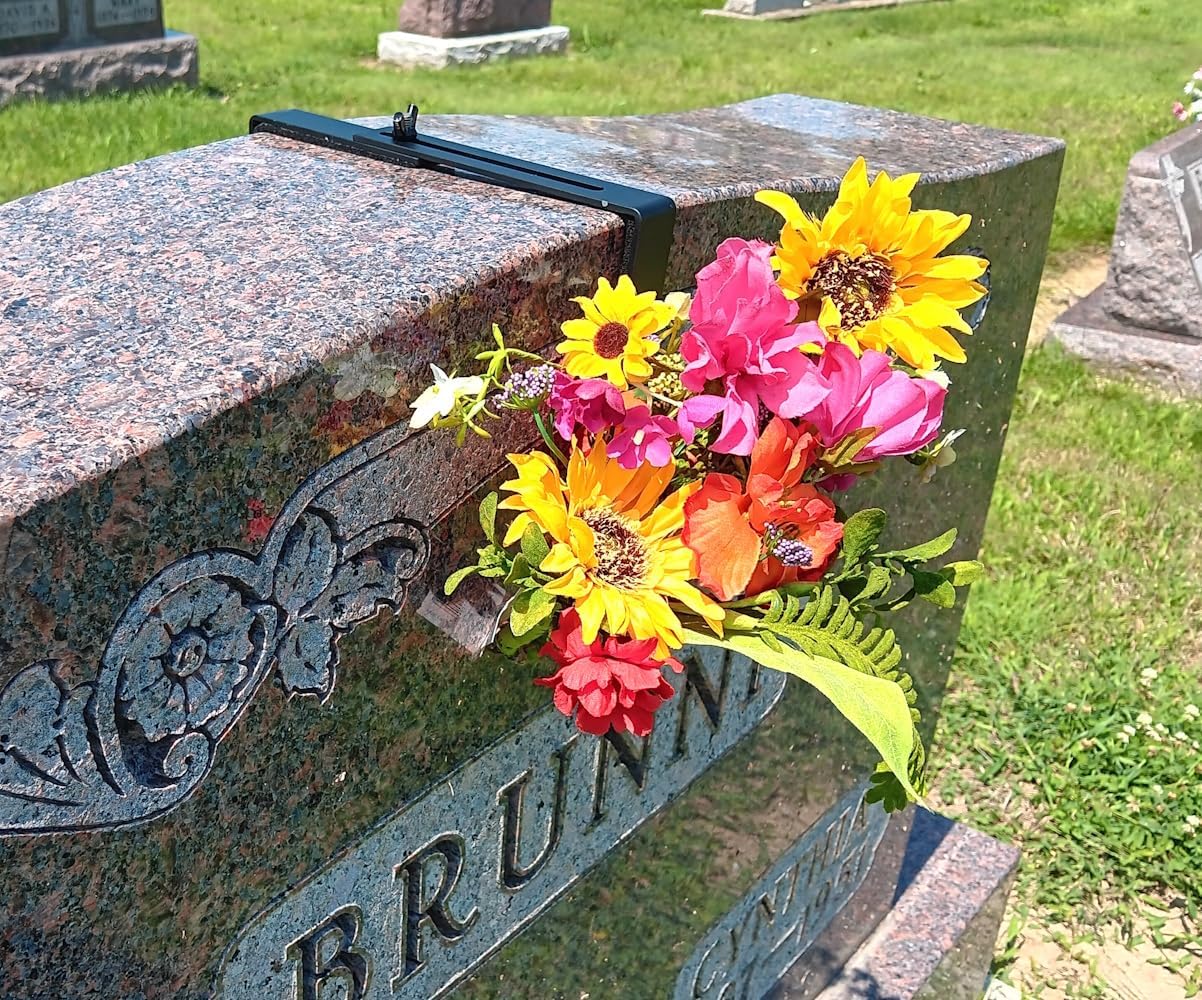 Carson Adjustable Headstone Wreath Holder - Black Metal