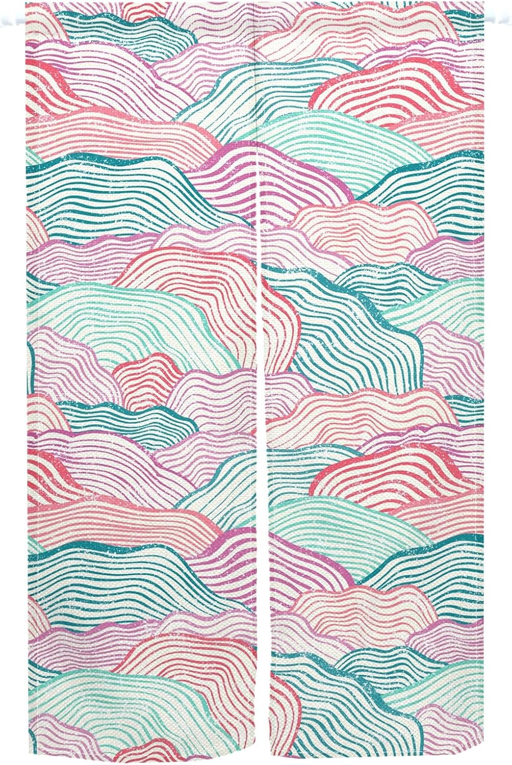 Traditional Japanese Noren Door Curtain with Wave Pattern