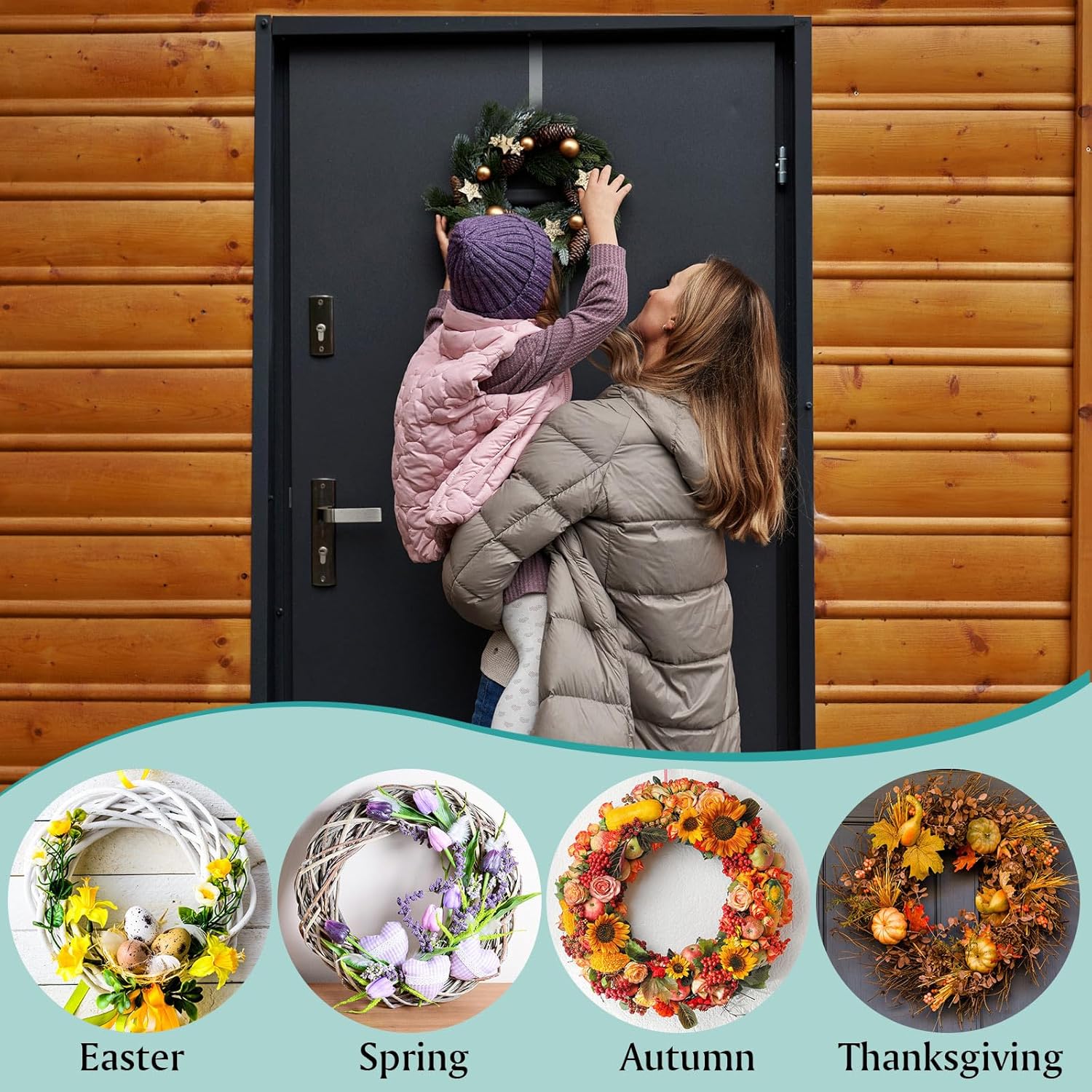 Ripeng 2pcs 12 Inch Plastic Wreath Hanger for Front Door