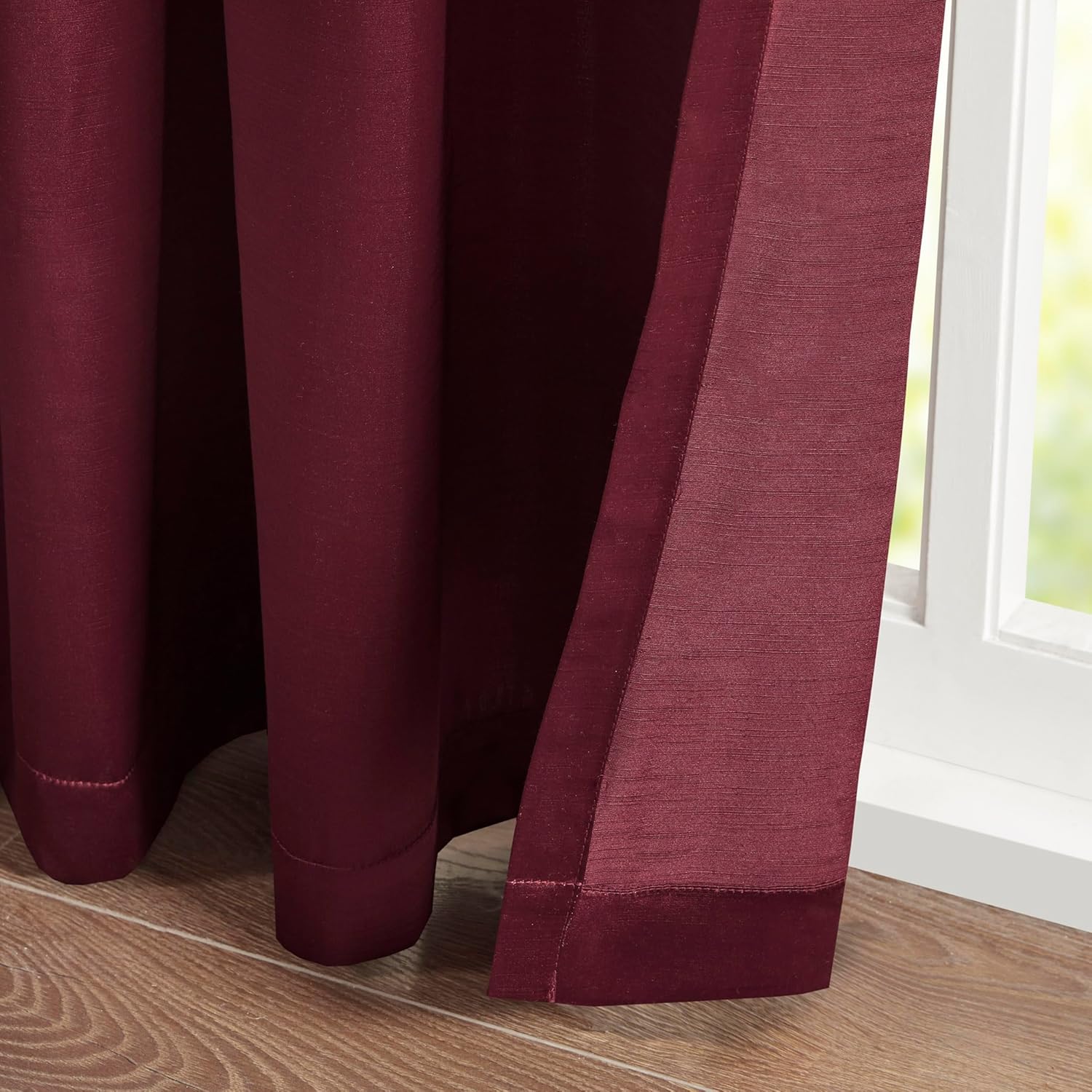 Elegant Burgundy Pleat Curtain Panel with Tieback
