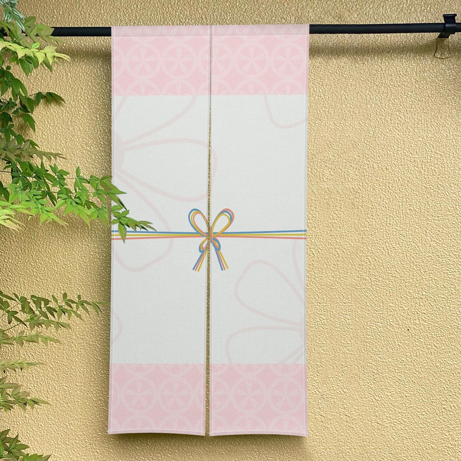 Japanese Style Door Curtain with Flowers and Bow