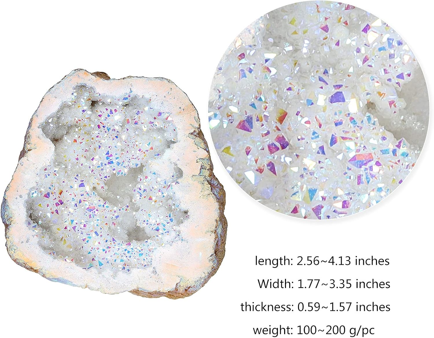 Rockcloud White AB Crystal Geode for Home Office Decoration