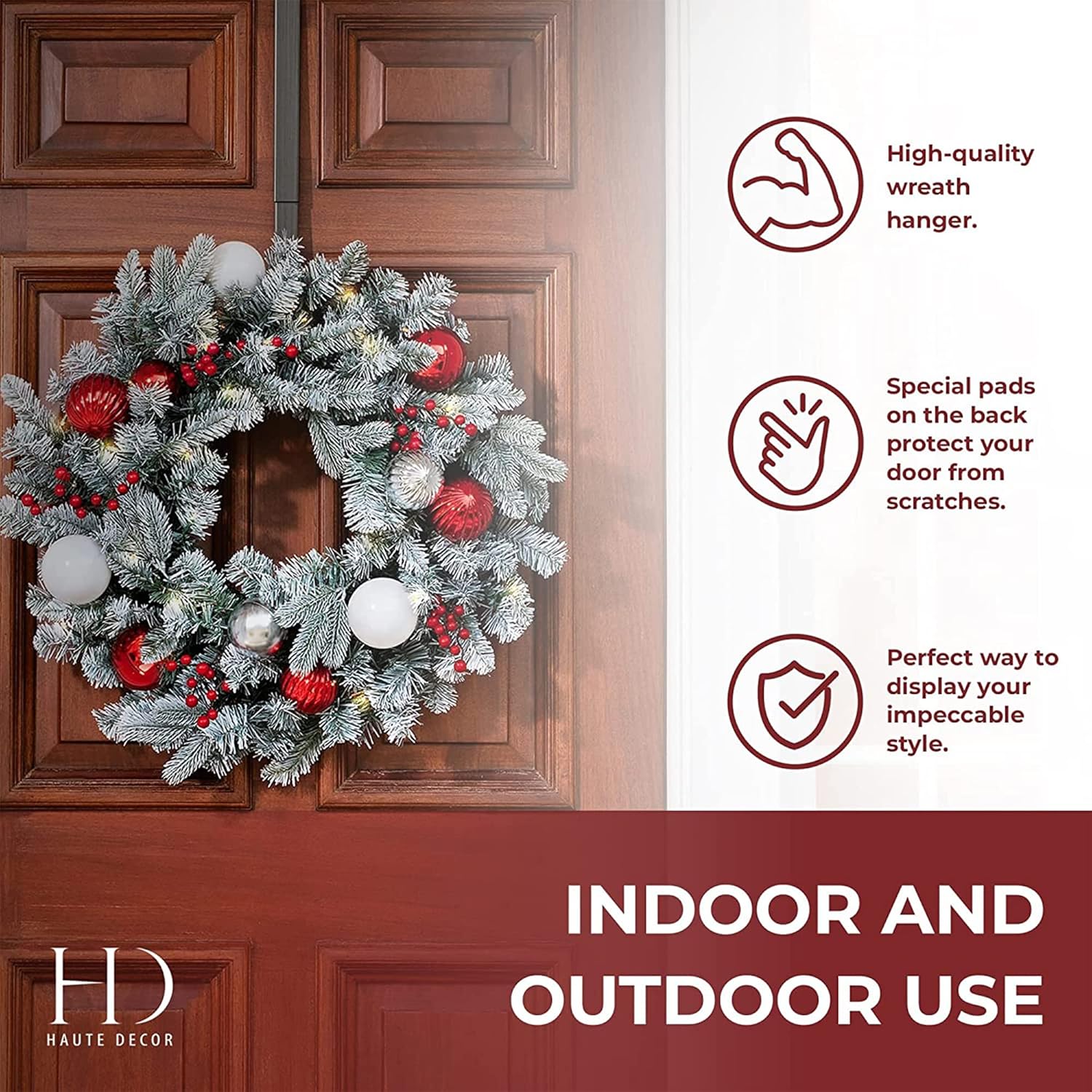 Haute Decor Adjustable Wreath Hanger 2 Pack - Brushed Nickel