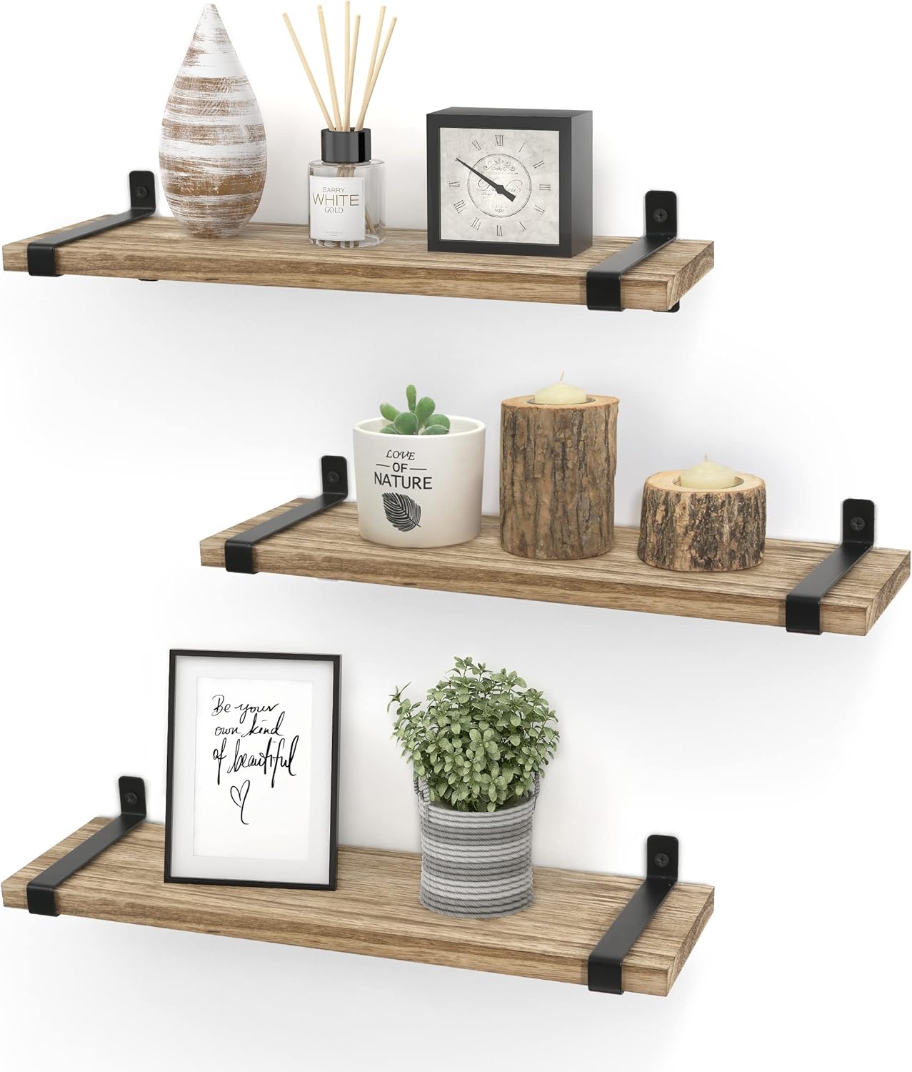 Sapowerntus Wood Floating Shelves Set of 3