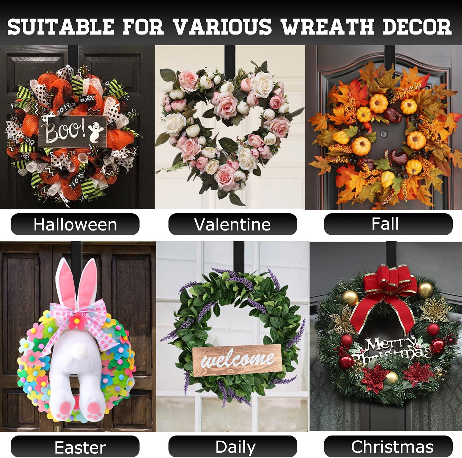 Komotu 15 Inch Wreath Hanger for Front Door