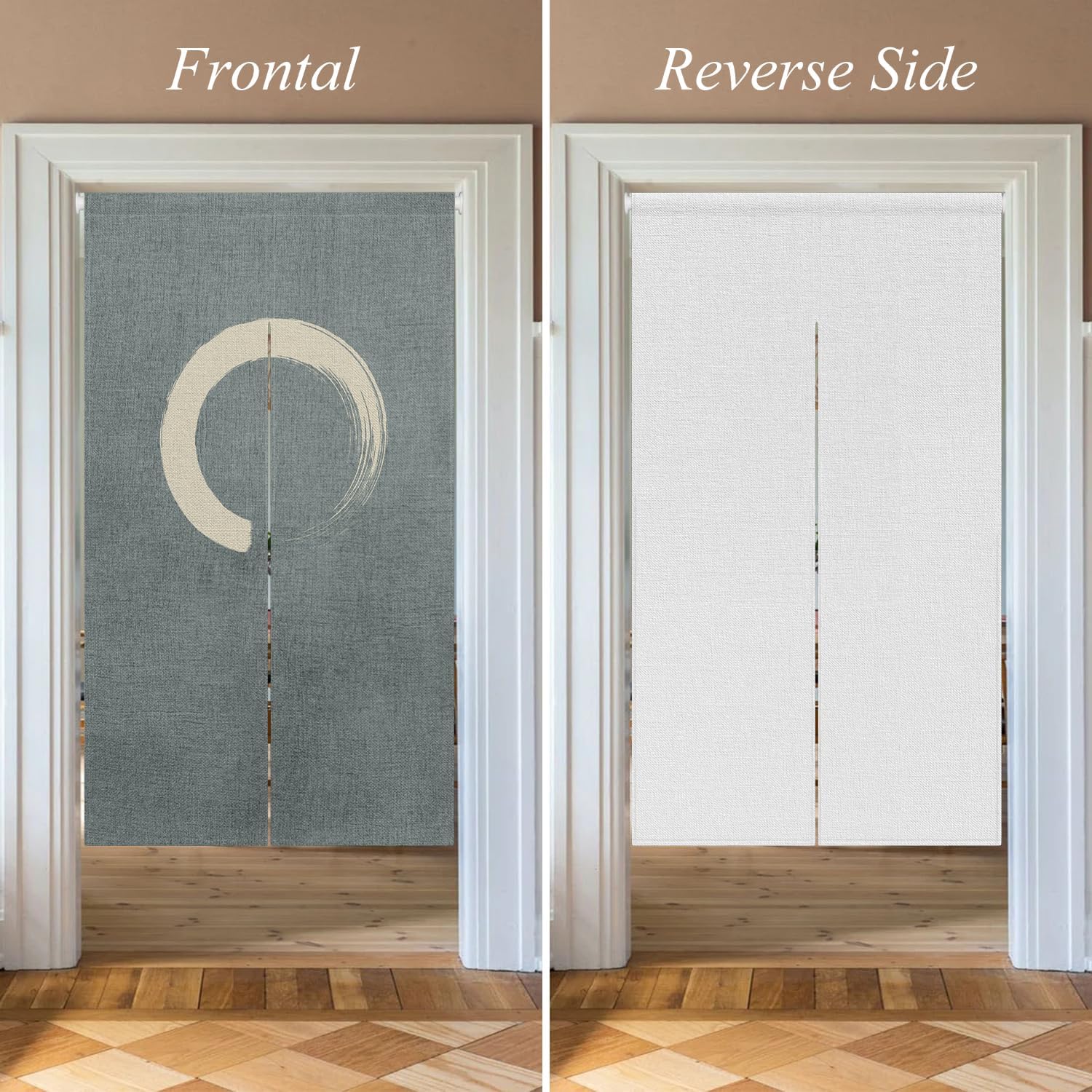 Japanese Noren Door Curtain Green Circle Print 34x60 Inches