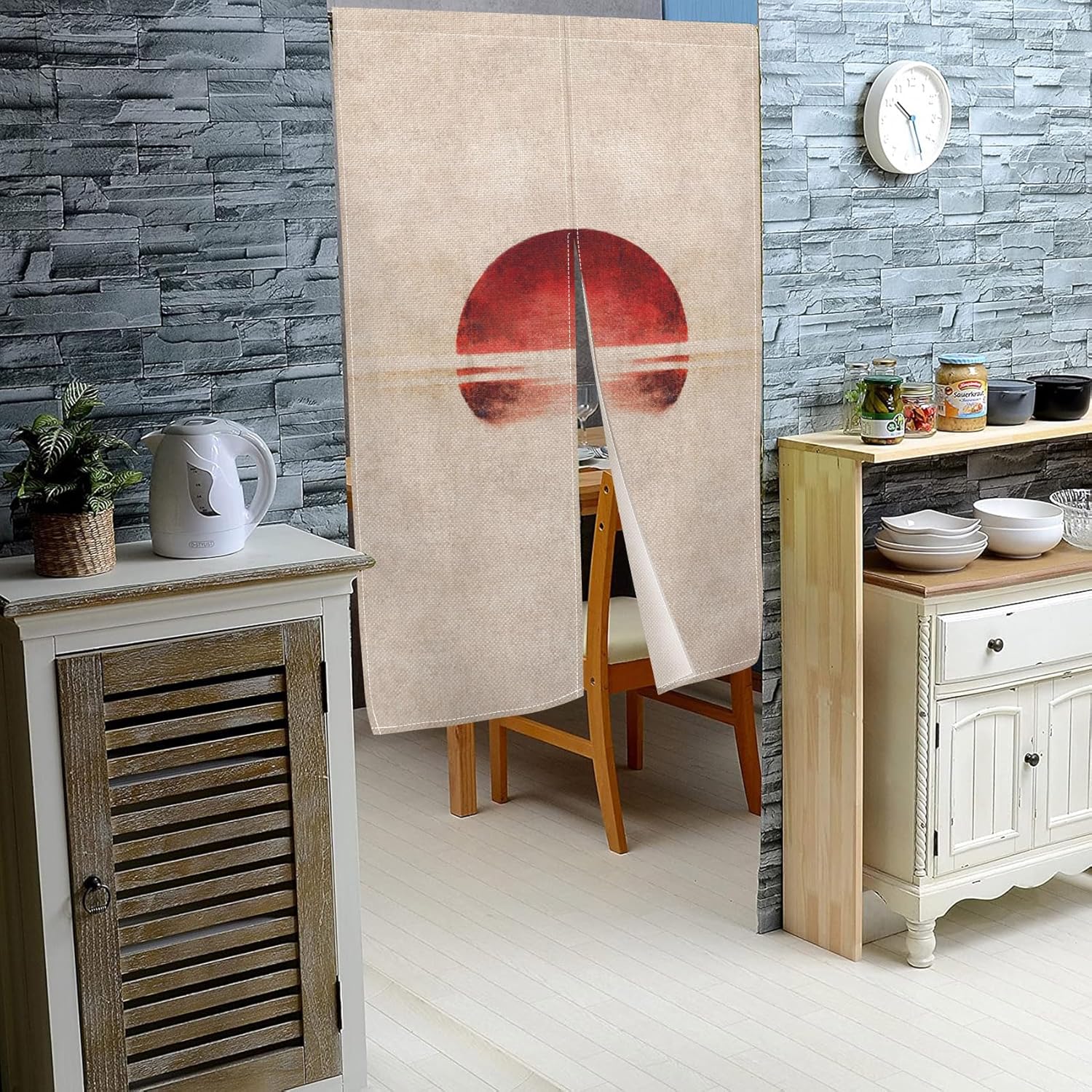 Traditional Japanese Noren Door Curtain 34x48 Sunset