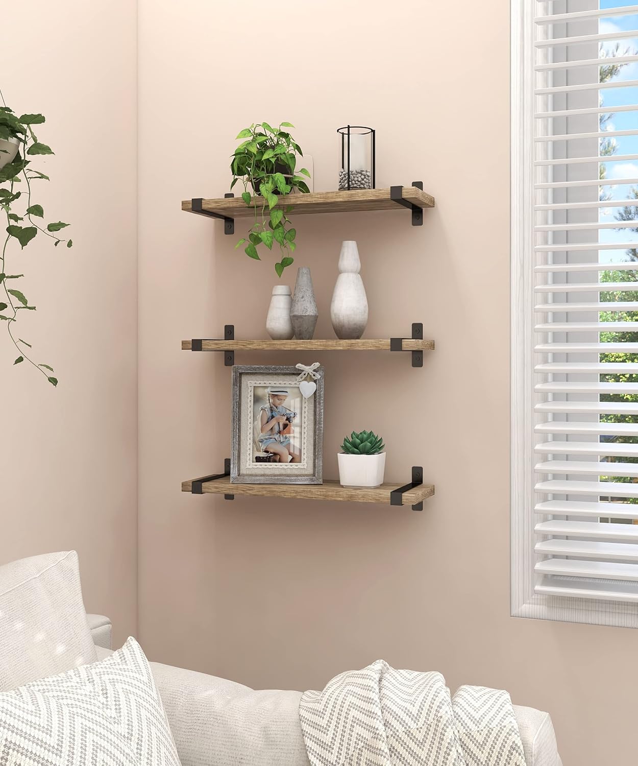 Sapowerntus Wood Floating Shelves Set of 3