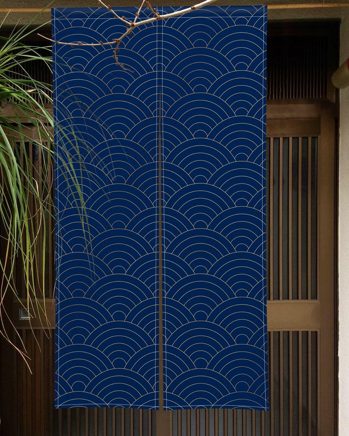 ChloropLastid Japanese Style Door Curtain Pure Blue