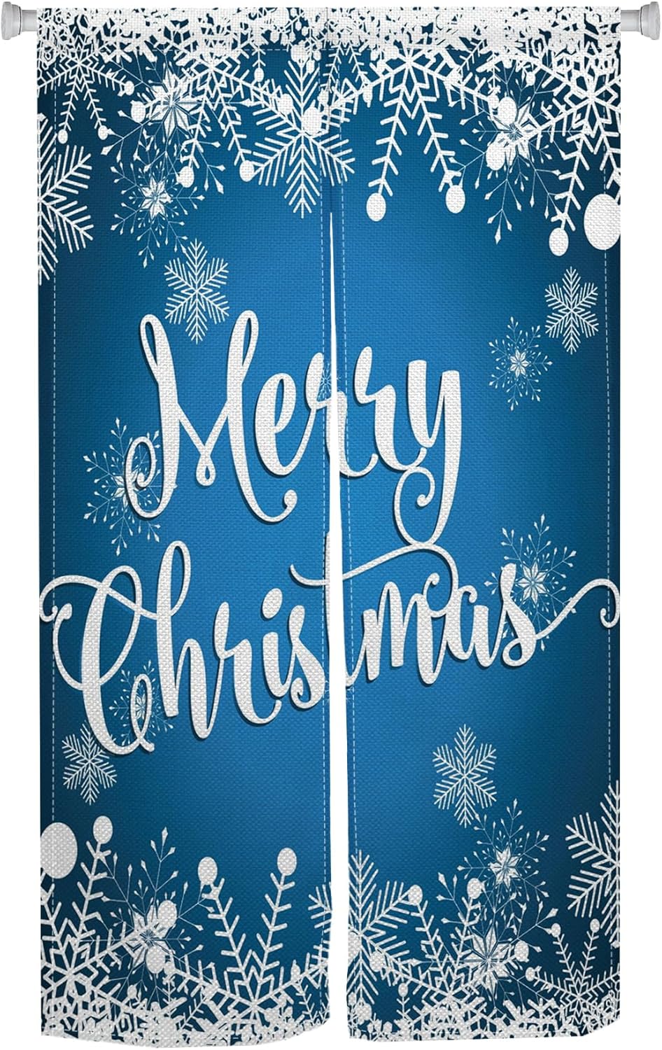 Blue Snowflake Christmas Noren Curtain 34x60