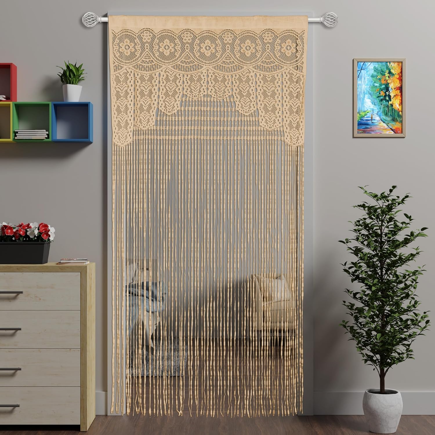 Atsweetlife Lace Door String Curtain 39x79in
