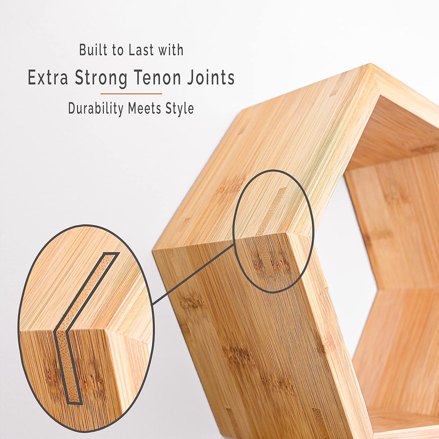 Bamboo Hexagon Floating Shelves Set Of 3