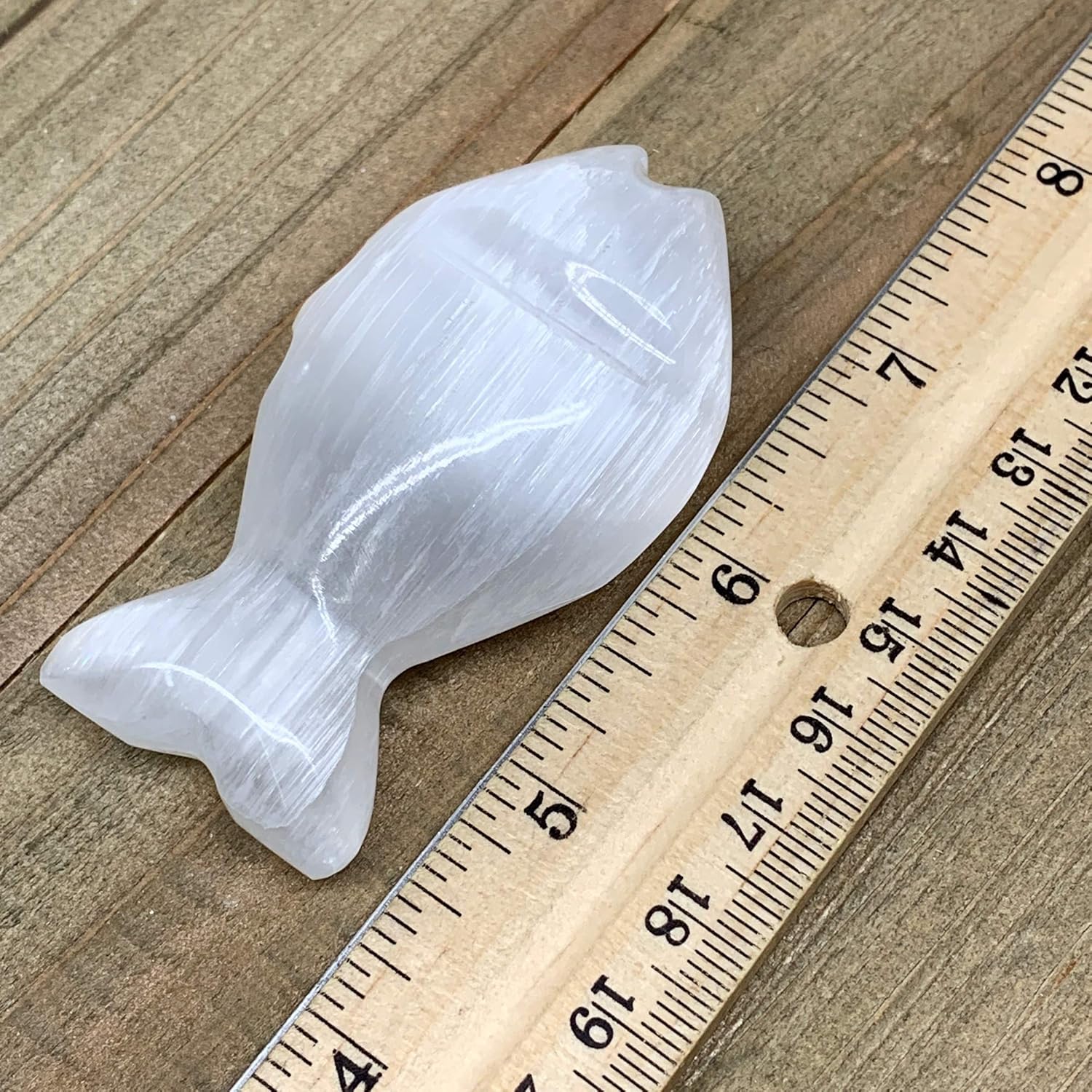 White Selenite Fish Crystal Handcrafted Morocco