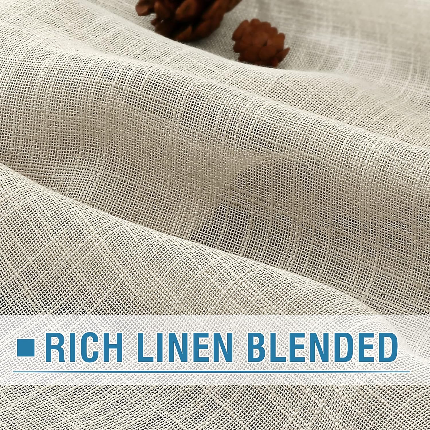 HVERSAILTEX Natural Linen Blended Curtains Burlap Textured Ivory 52 x 108