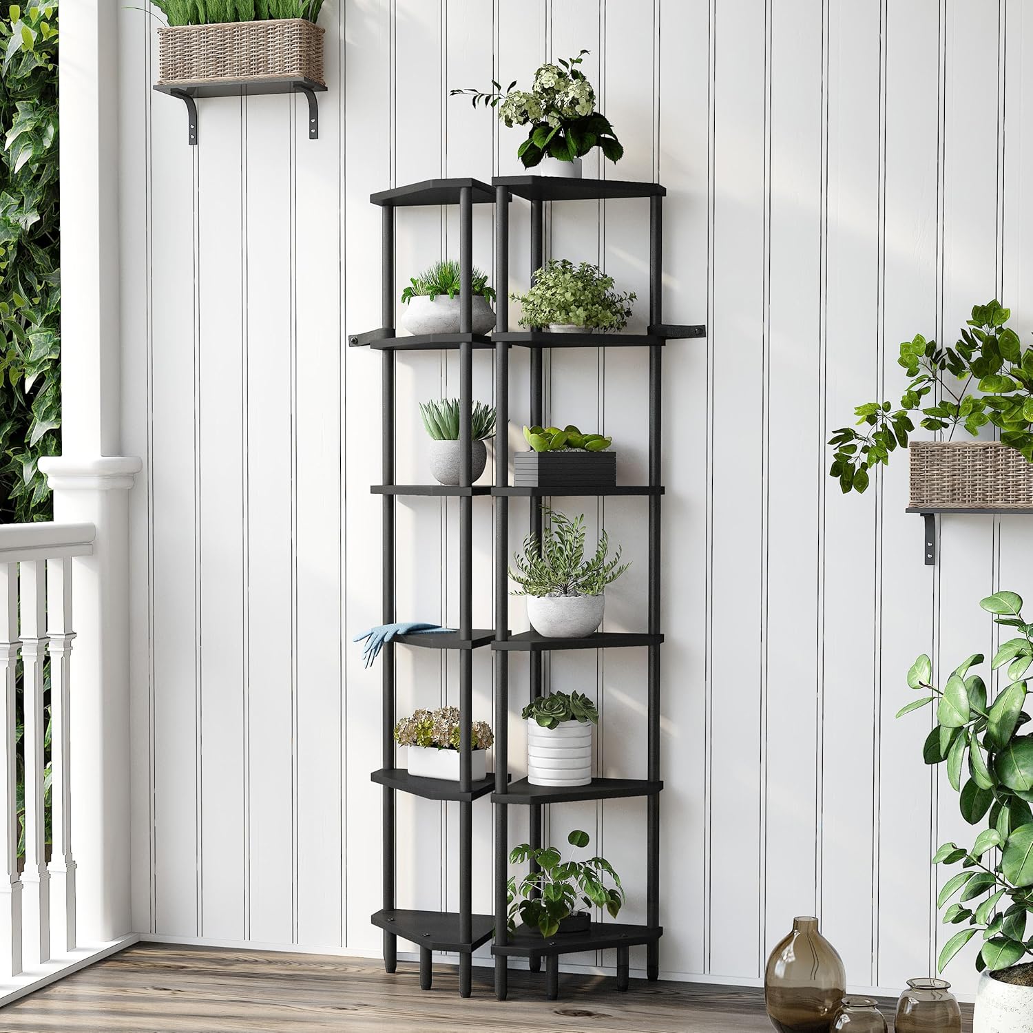 6 Tier Corner Shelf Stand LCS502B Black