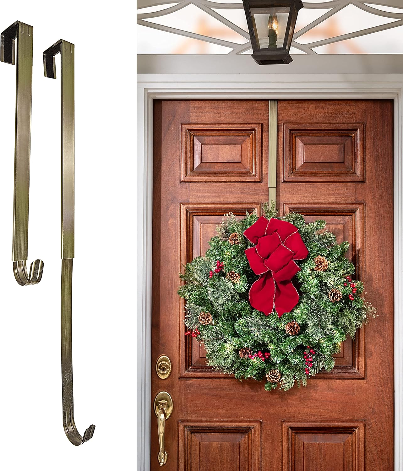 Haute Decor Adjustable Wreath Hanger 2-Pack Antique Brass