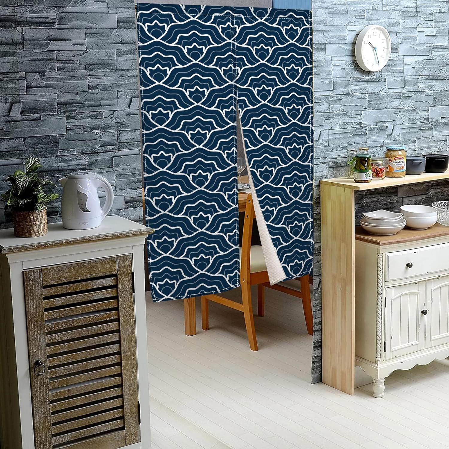 Traditional Japanese Noren Door Curtain Royal Blue 34x60