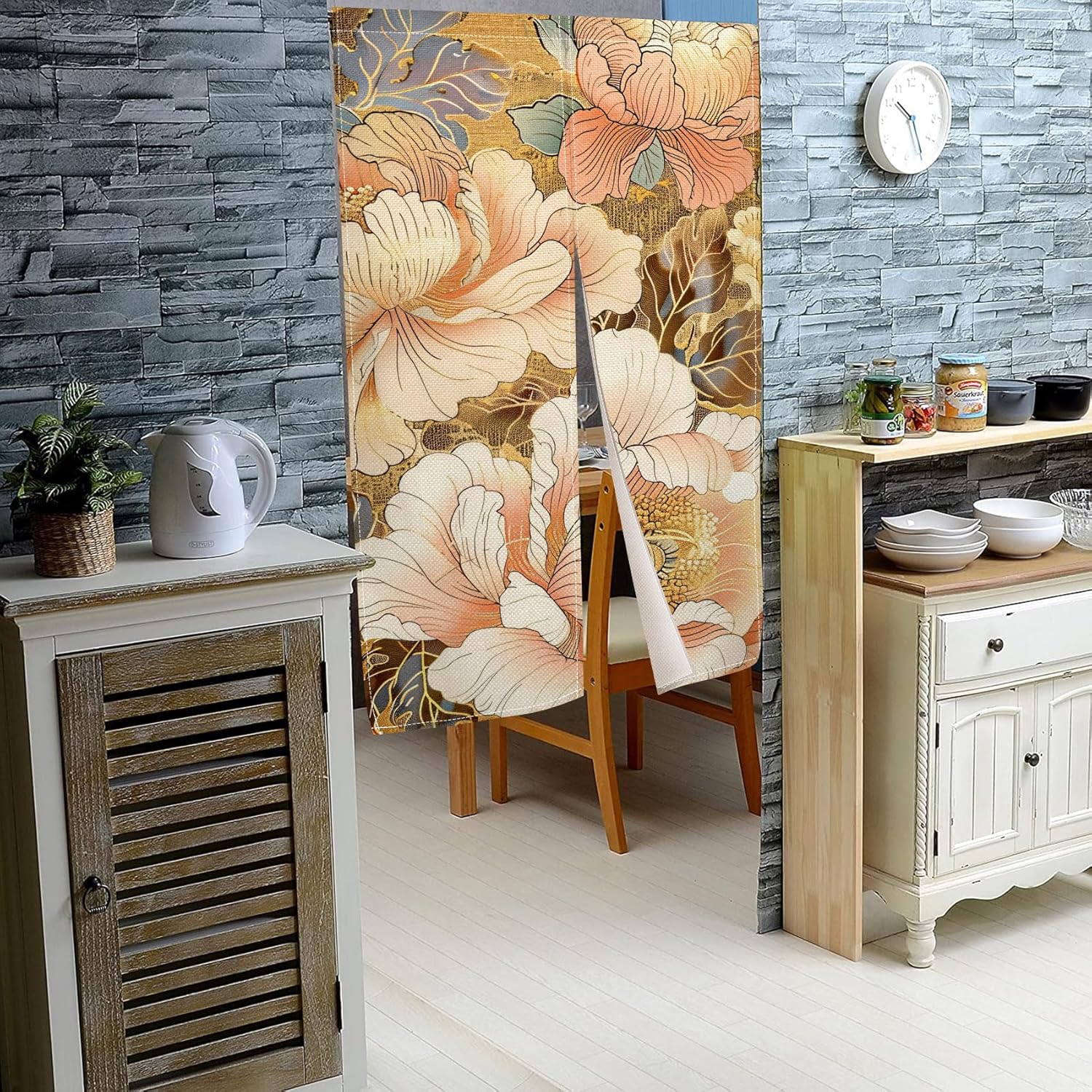 Chinese Style Blooming Flowers Curtain Noren Door Divider