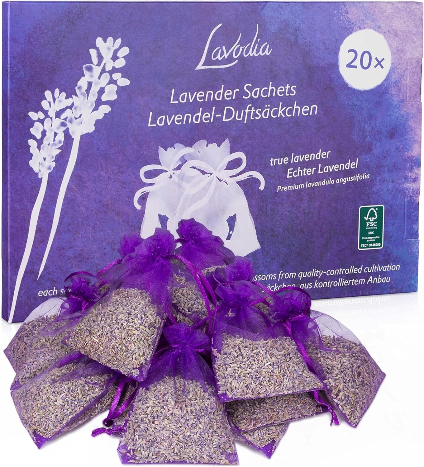 Lavender Sachets for Closets and Drawers - Pack of 20