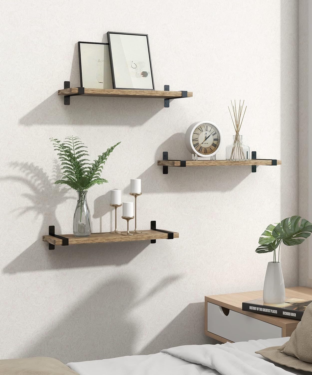 Sapowerntus Wood Floating Shelves Set of 3